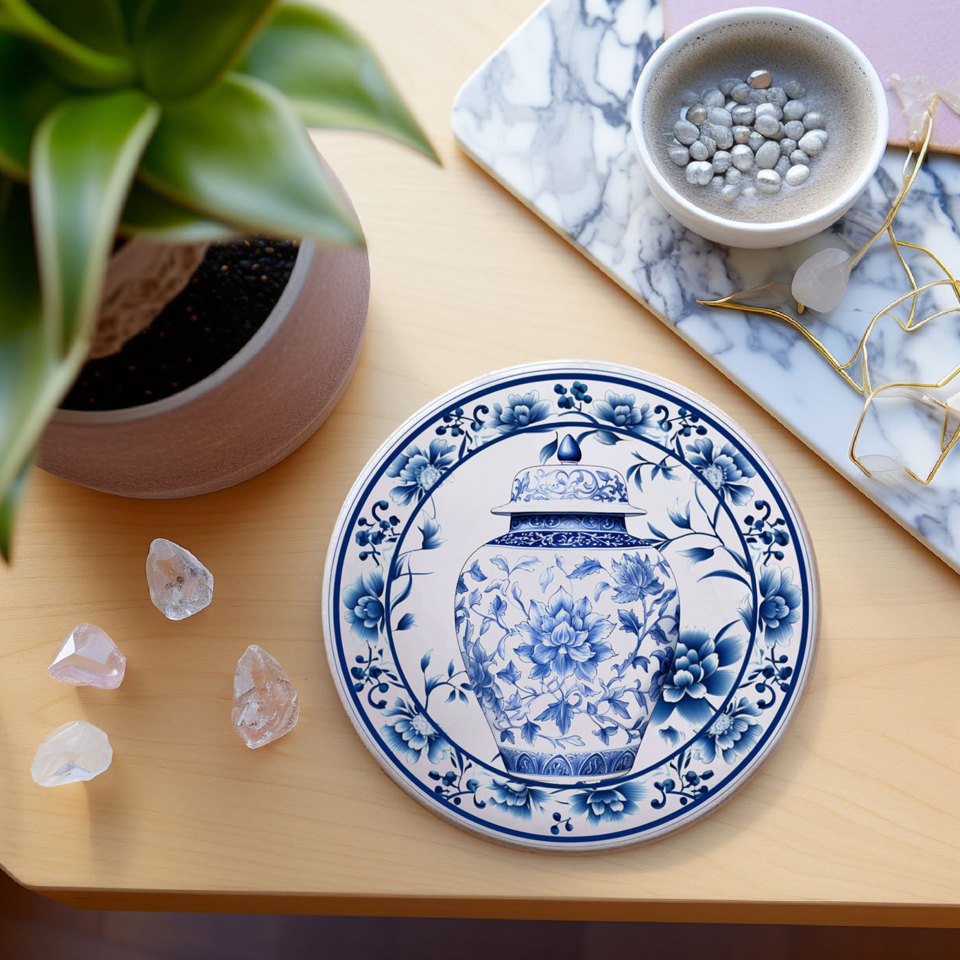 ginger jar ceramic coasters Chinoiserie blue white porcelain pattern luxury Asian inspired design cork backing
Housewarming gifts
Hostess gift ideas
Mother's Day gifts
Christmas gifts
Birthday presents
Anniversary gifts